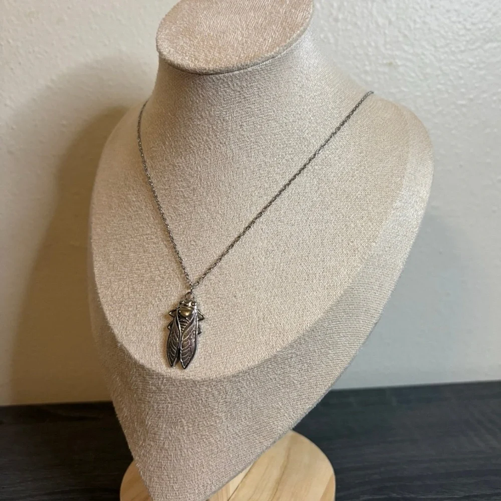 Handmade Silver Cicada Necklace | Waterproof & Tarnish Resistant - Picture 4 of 5